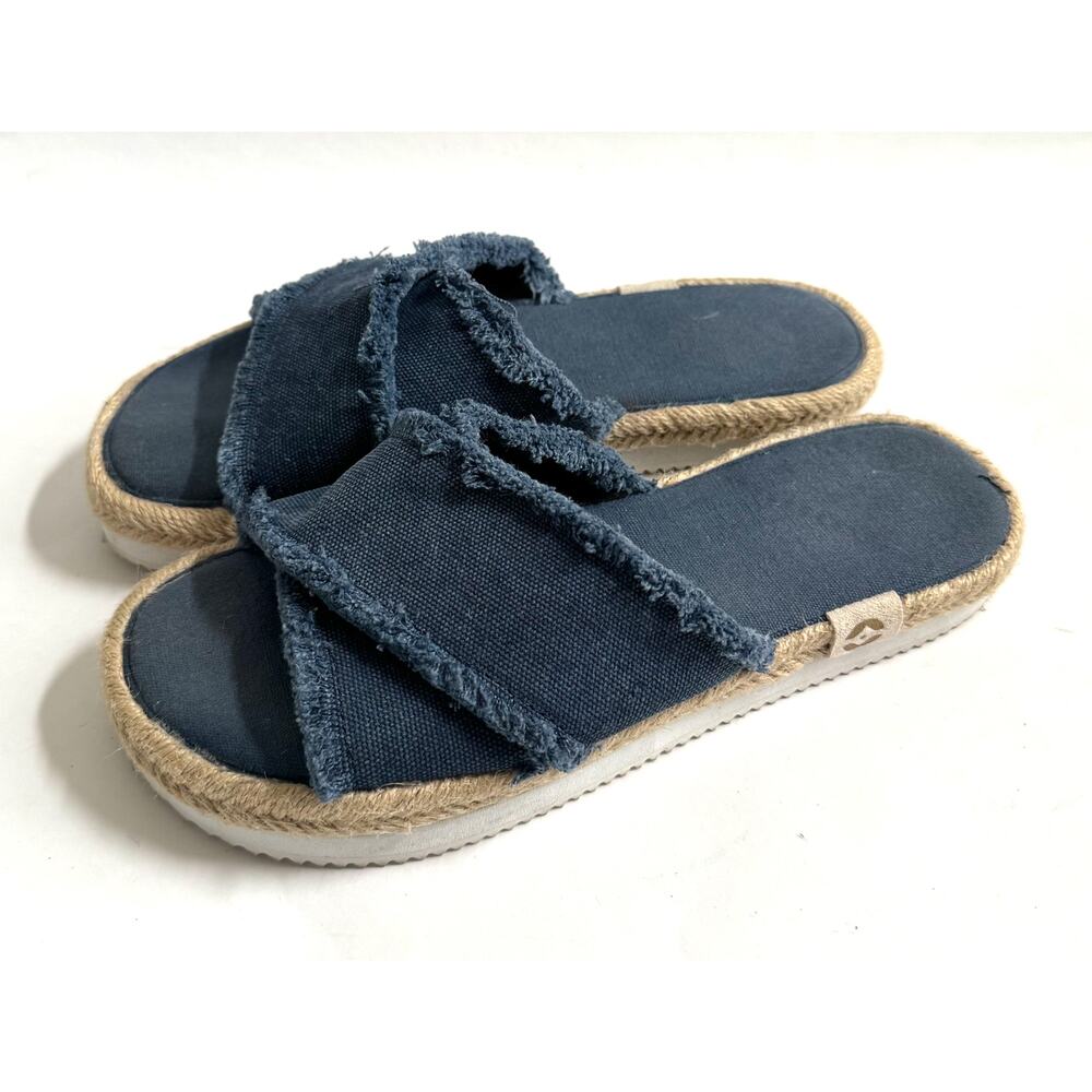 Nalho Espadrilles Fray Denim Slides Sandals Navy Blue Size 9